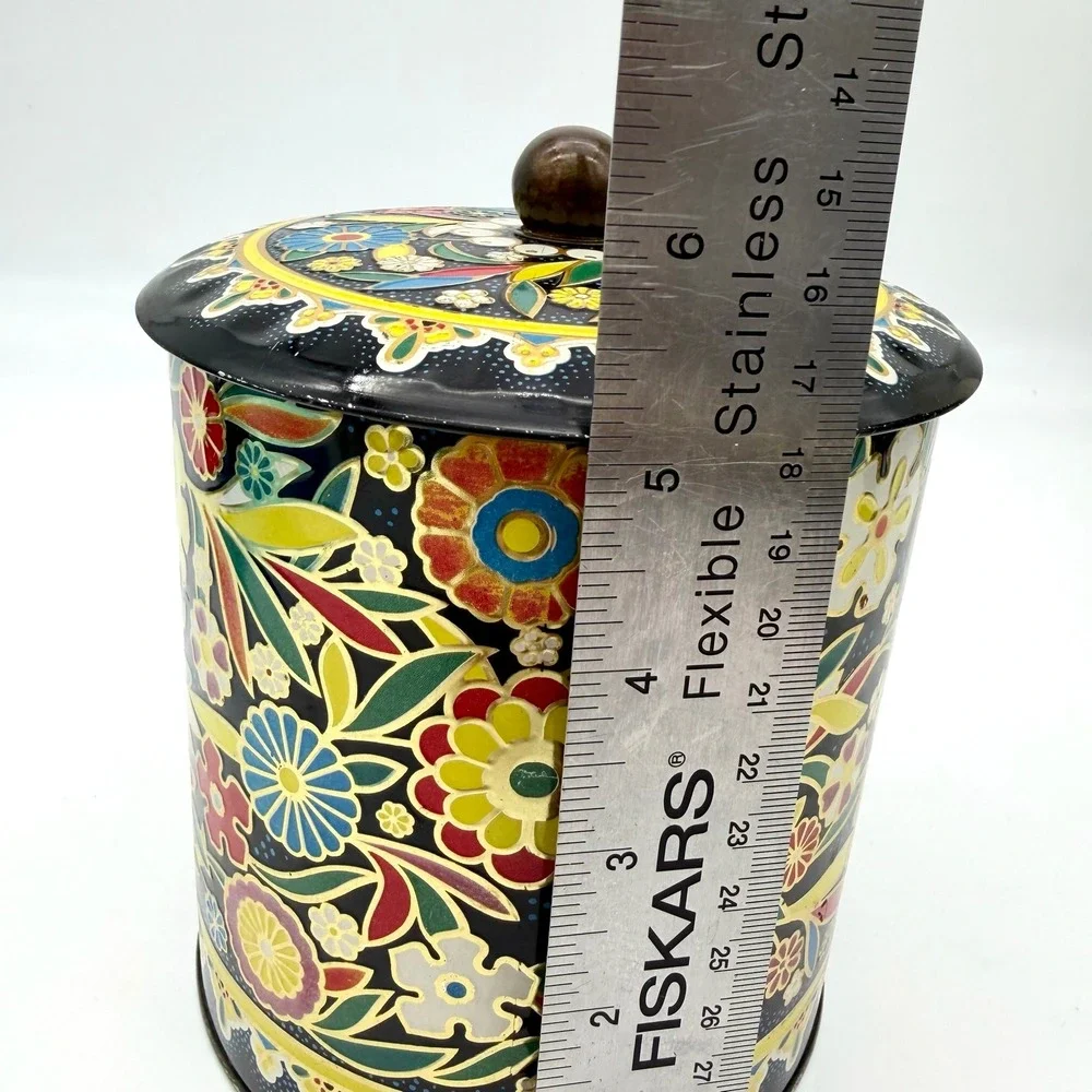 Vintage Daher Floral Tin Canister Box Made In England 11101